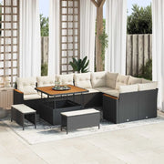 Set Divano da Giardino 12 pcs Nero polyrattan