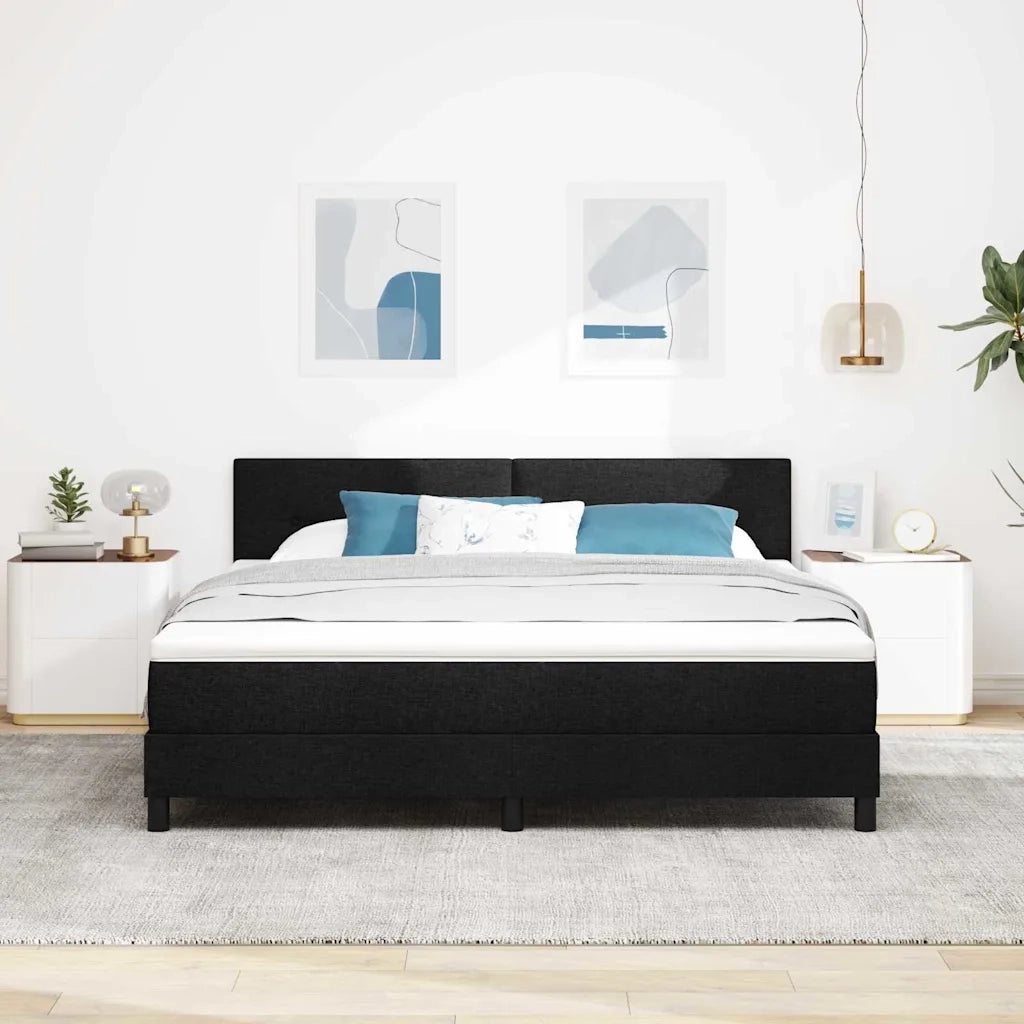 Letto a molle con materasso con led Nero 180 x 200 cm Tessuto