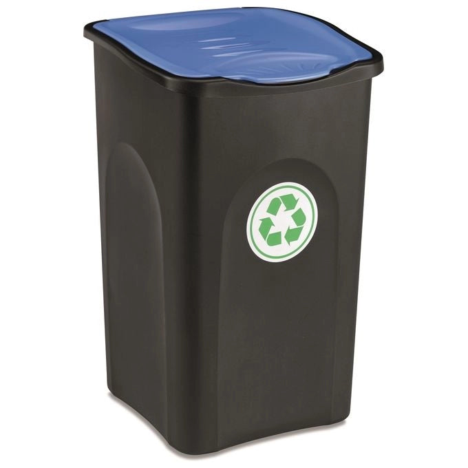 Stefanplast 70652 Ecogreen Pattumiera per Raccolta Differenziata 50 L Carta e Cartone colore Nero Blu