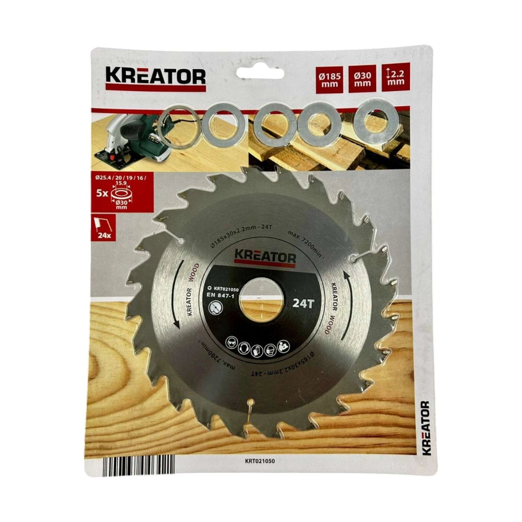 Kreator-Lama per sega circolare per legno 185mmx30mmx2.2mm 24 denti