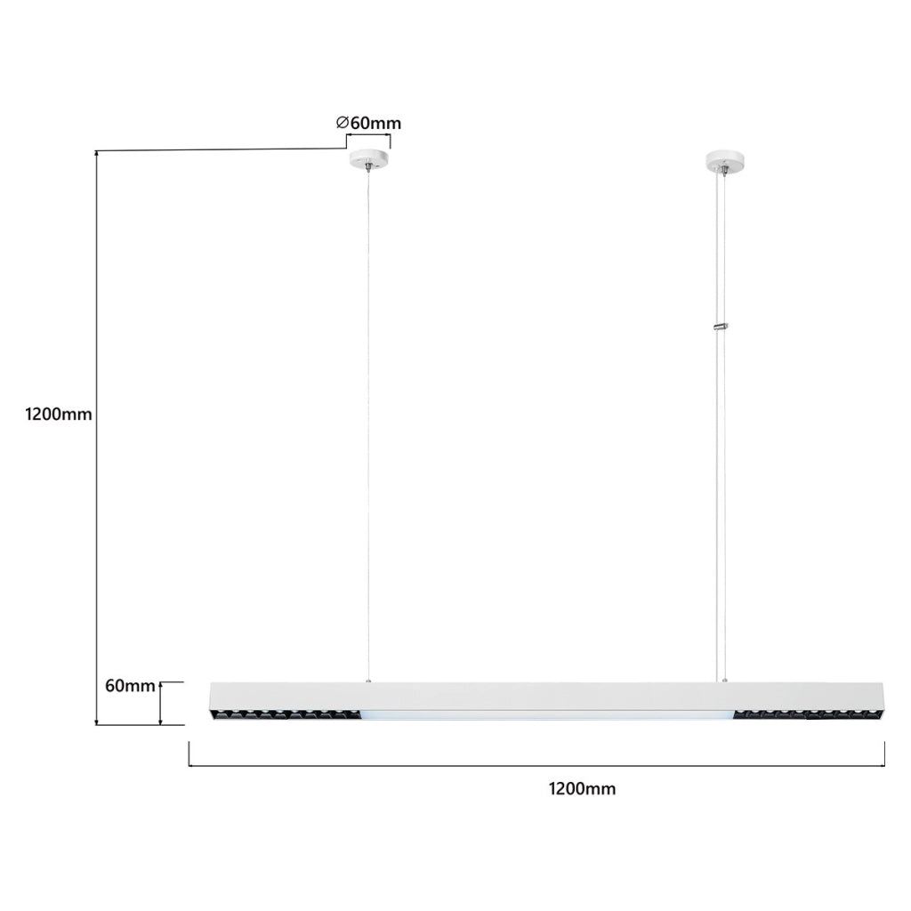 Lampada sospesa moderna bianca lineare 120cm LED 47W