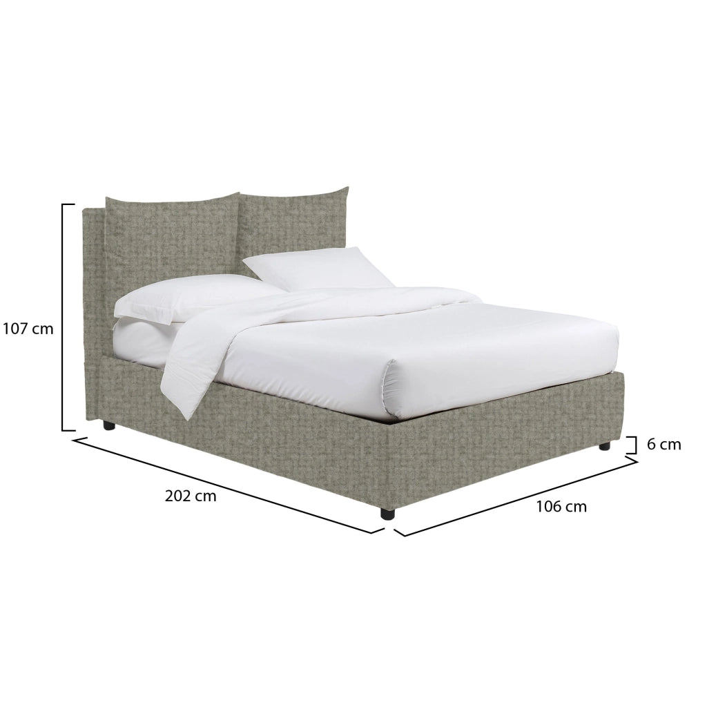 Penrith, Letto Singolo Sfoderabile Made in Italy, Grigio