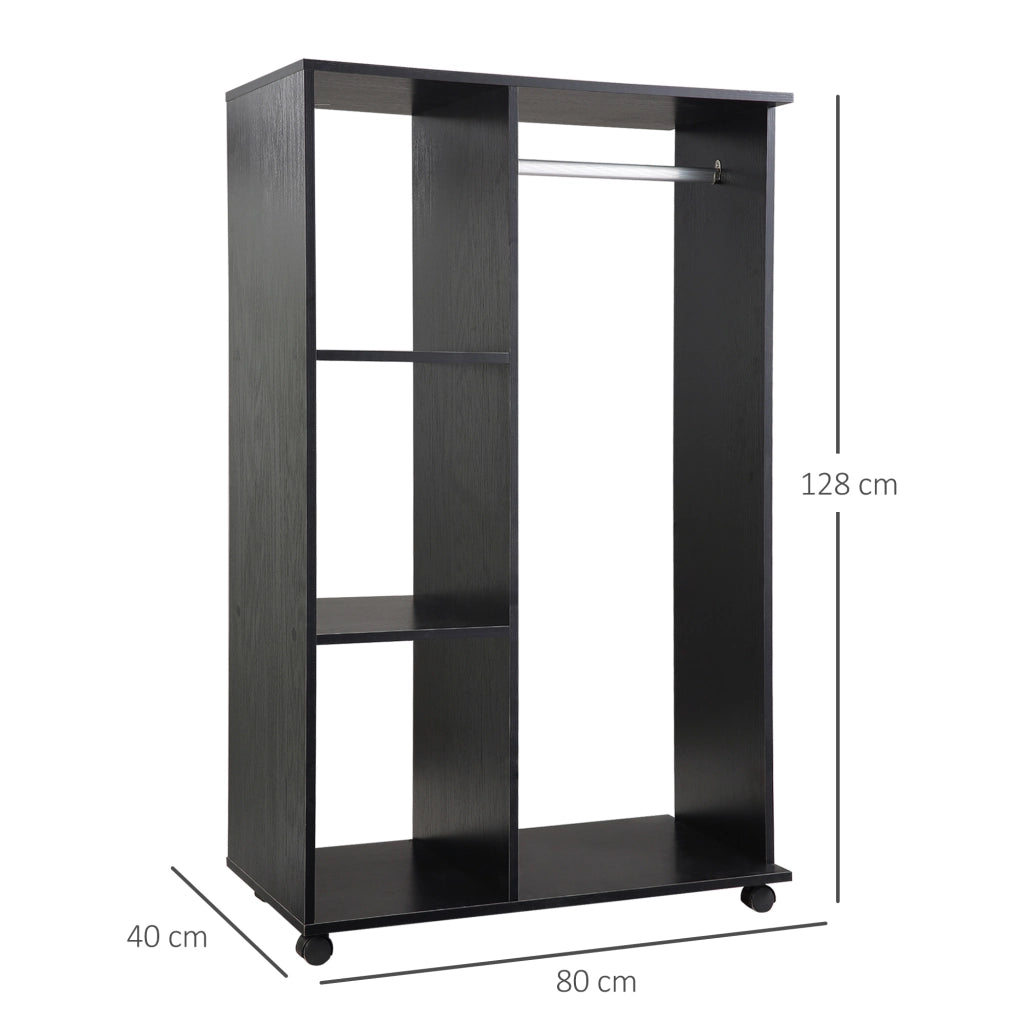 Armadio con Ruote e Appendiabiti ¨C Zephmum ¨C Nero 80x40x128 cm