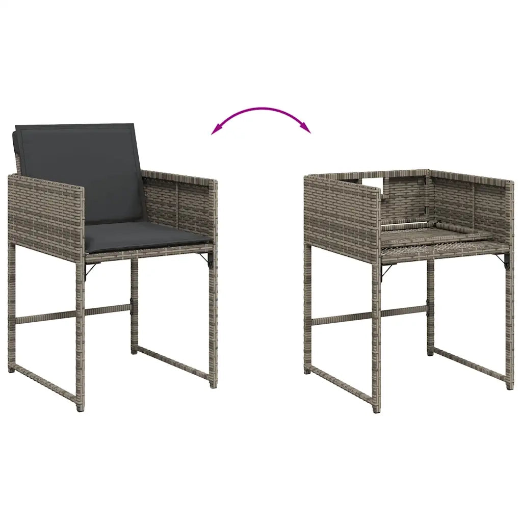 Set da Pranzo da Giardino 17pz con Cuscini Grigio in Polyrattan 3278131