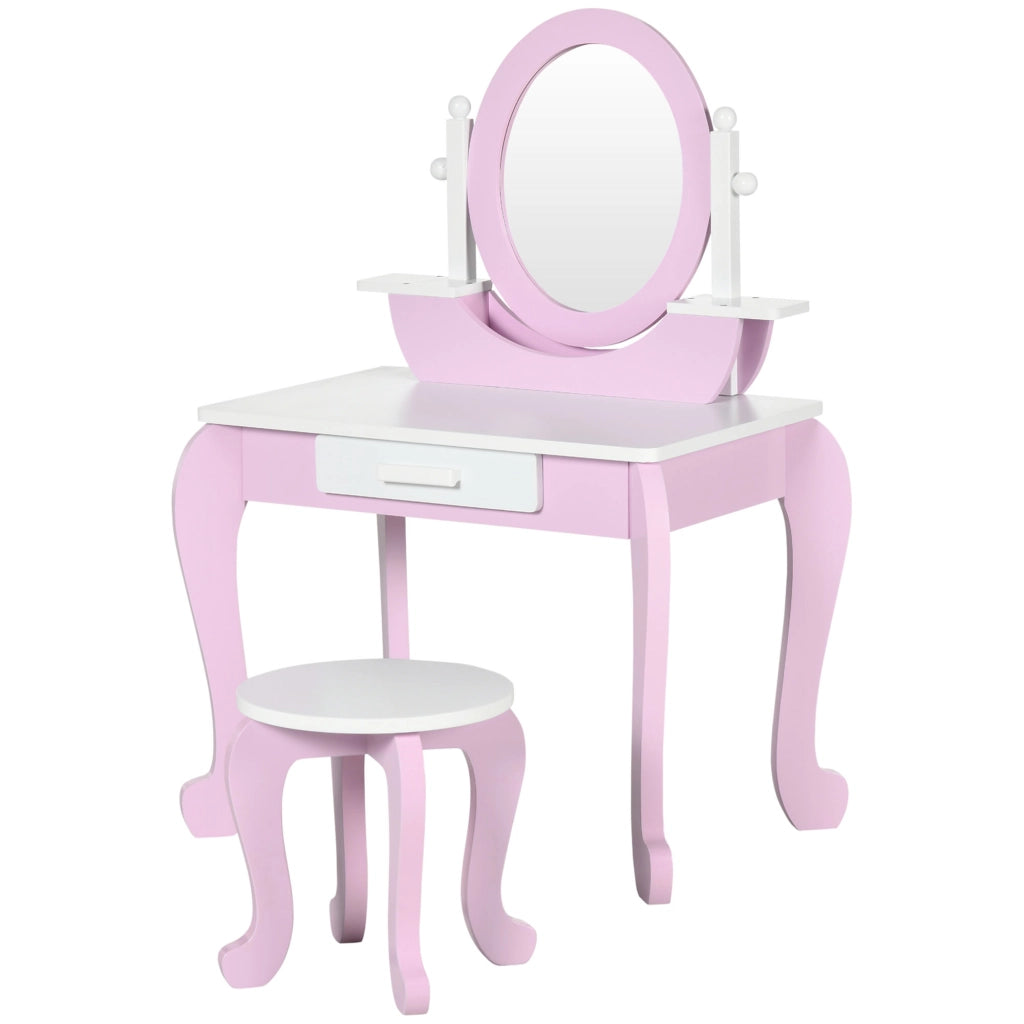 Set Trucco Bambini con Tavolino Specchio e Sgabello ¨C Minimal ¨C Rosa