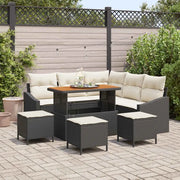 Set Divano da Giardino con cuscino 9 pcs Nero polyrattan 3362660