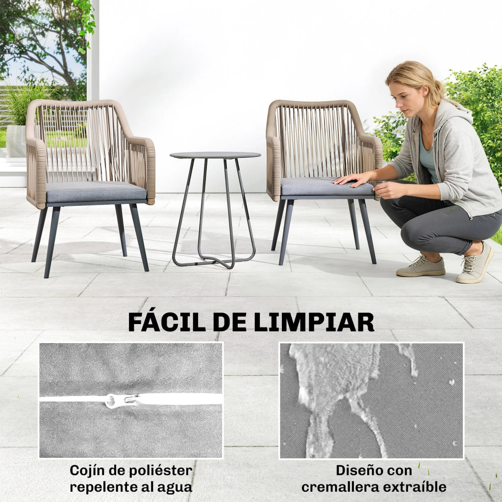 Sedia da giardino in rattan con cuscini e braccioli ¨C Minimal ¨C Grigio 54x65x80 cm