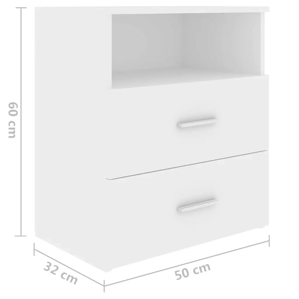 Set di 2 Comodini | Armadio da Notte | Mobiletto da notte Bianchi 50x32x60 cm