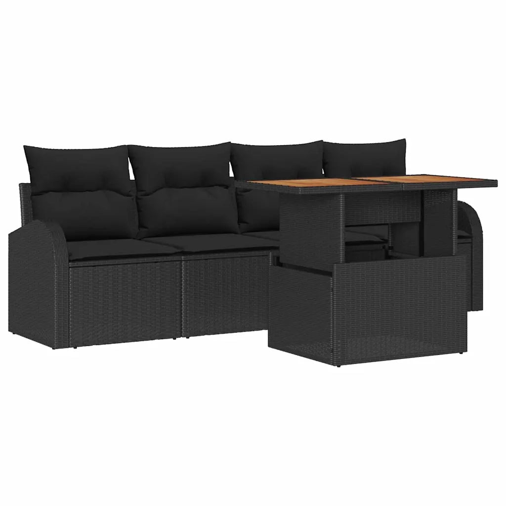 Set Divano da Giardino con cuscino 5 pcs Nero 3349519
