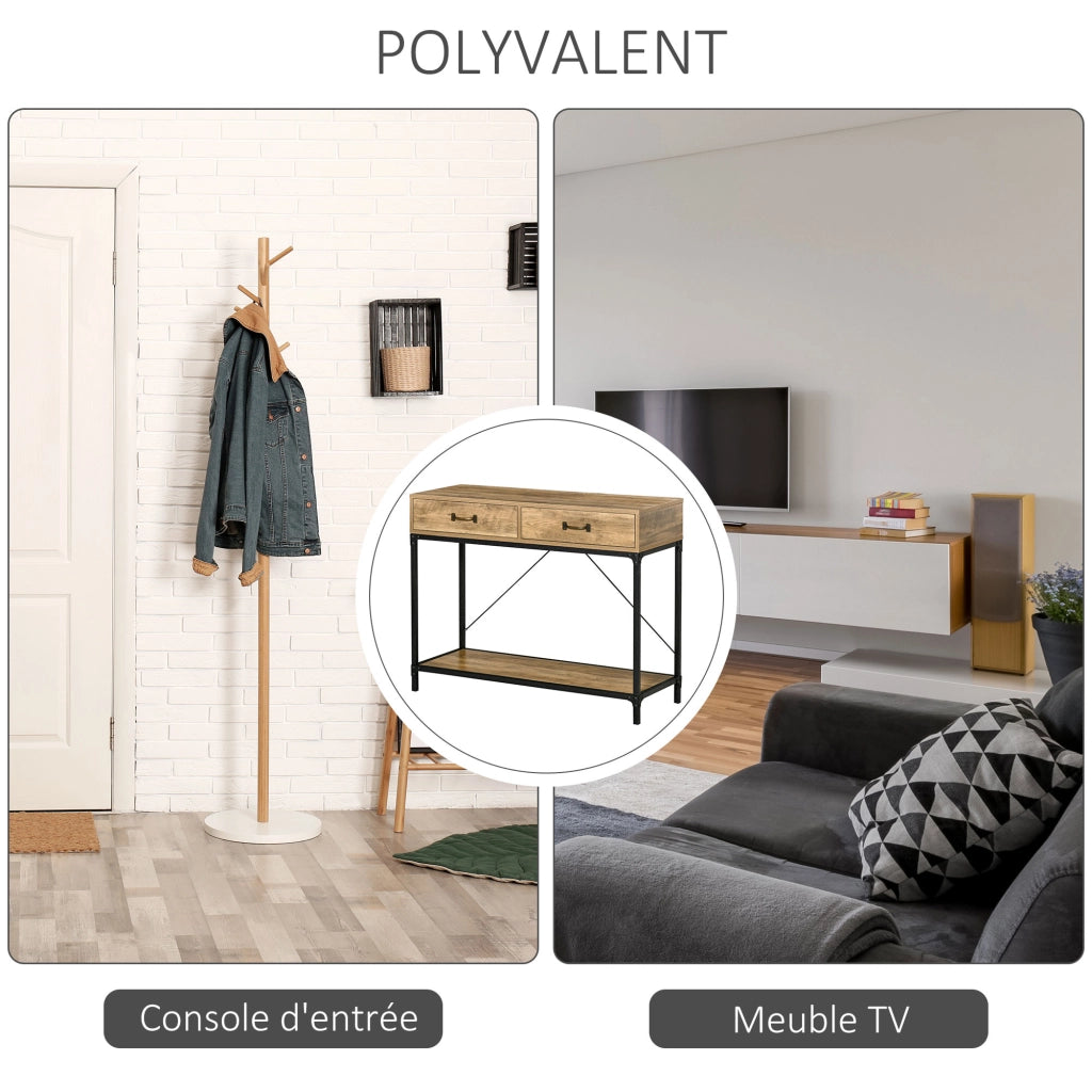 Consolle con 2 cassetti e ripiano ¨C Minimal ¨C Legno 100x35x76 cm