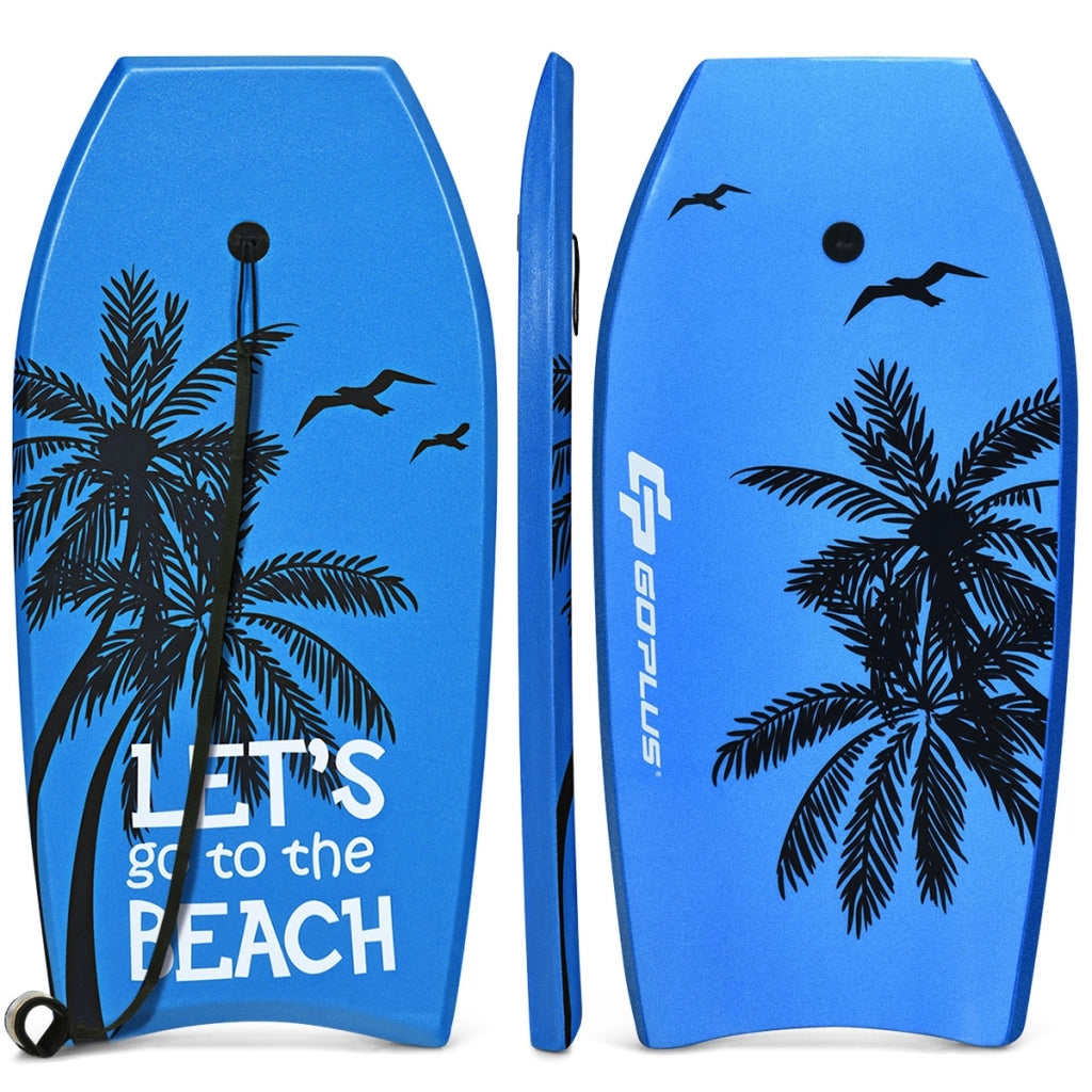 Bodyboard con centro in EPS superficie in XPE e base in HDPE, bodyboard 105 x 51 cm leggero con cordino per polso, Blu-Tavole da surf e accessori