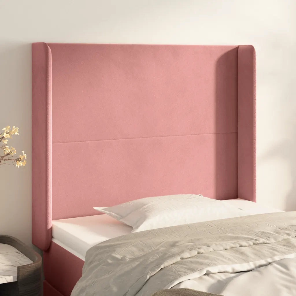 Testiera ad Orecchio-Testata con Orecchie Nera 83x16x118/128 cm in Velluto 744279