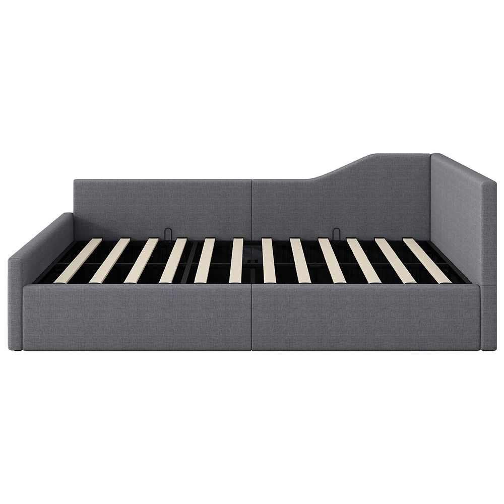 Letto imbottito - Xylo - 140x200cm con contenitore, grigio