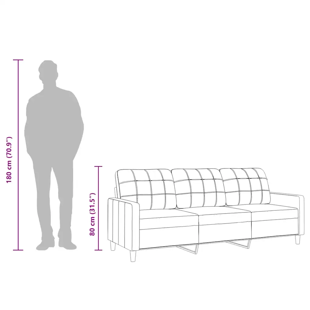 Divano a 3 Posti-Sofa 3 Posti Giallo Chiaro 180 cm in Tessuto 410491
