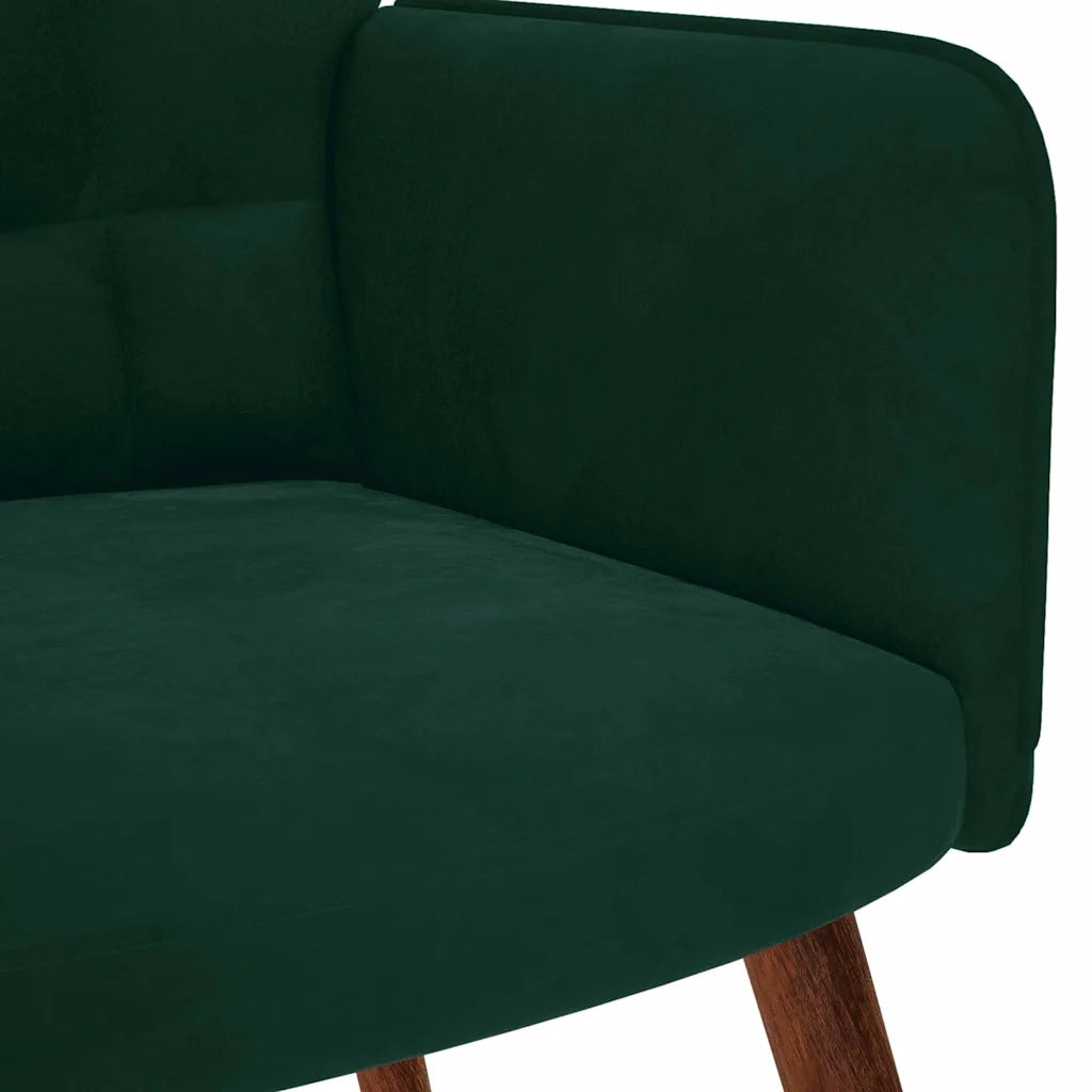 Poltrona Relax | Sedia Relax con Sgabello in Velluto Verde Scuro