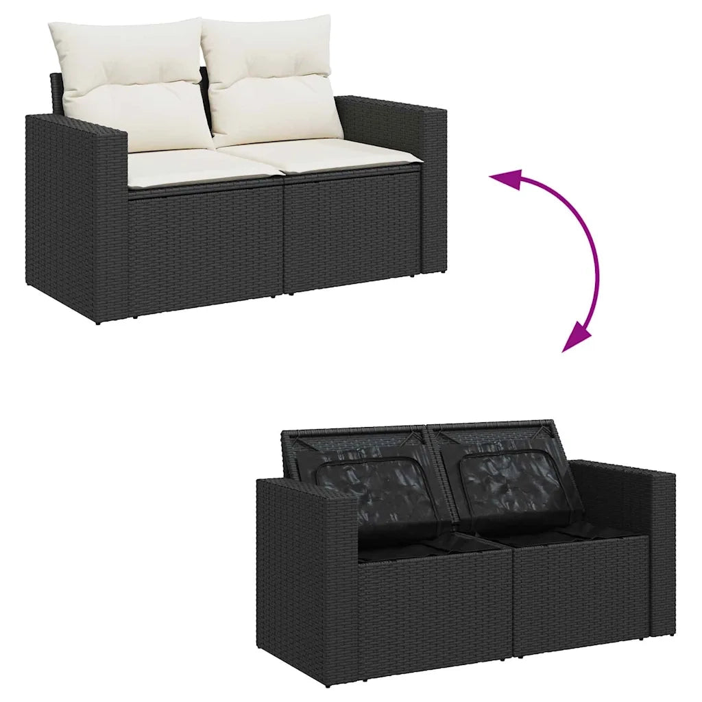 Set Divano da Giardino 18 pcs Nero e Crema polyrattan 3363630