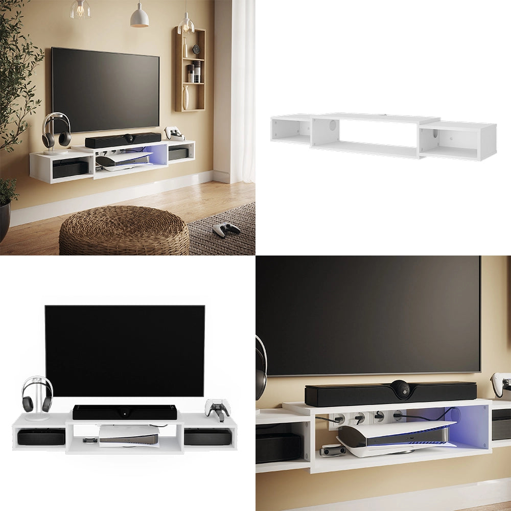 Vicco Mobile tv Bianco 139.7 x 20.3 cm con ripiani aperti