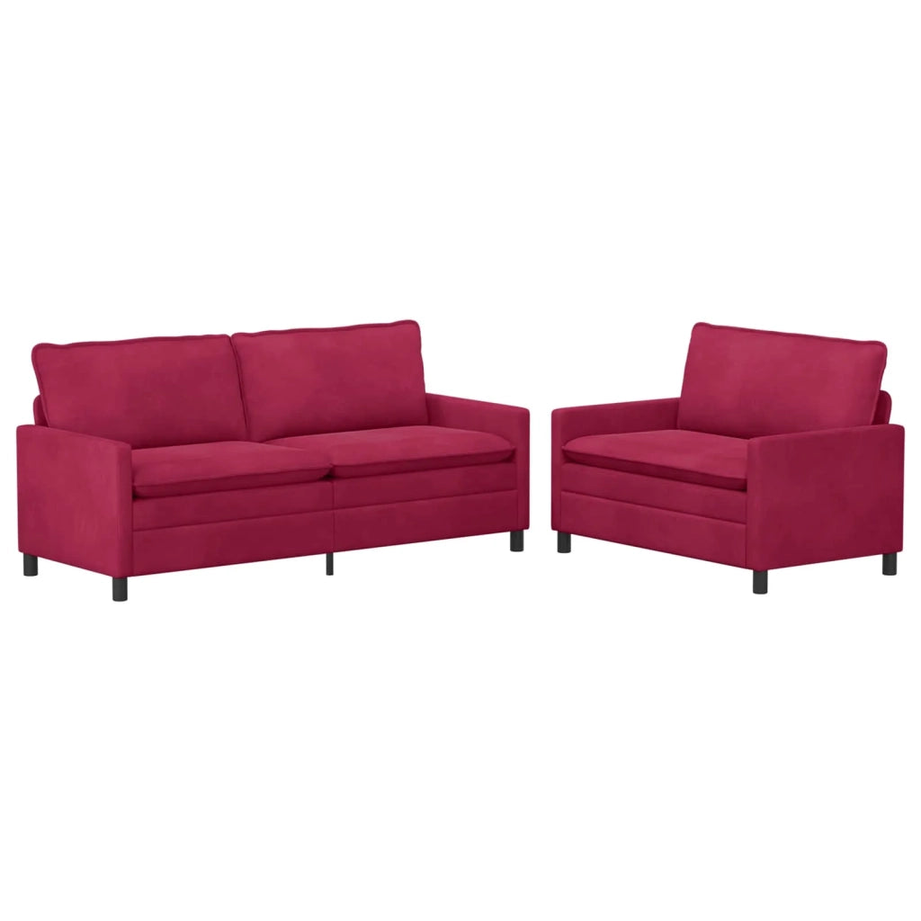 Set di divani 2 pcs Rosso Vino Velluto 3417131