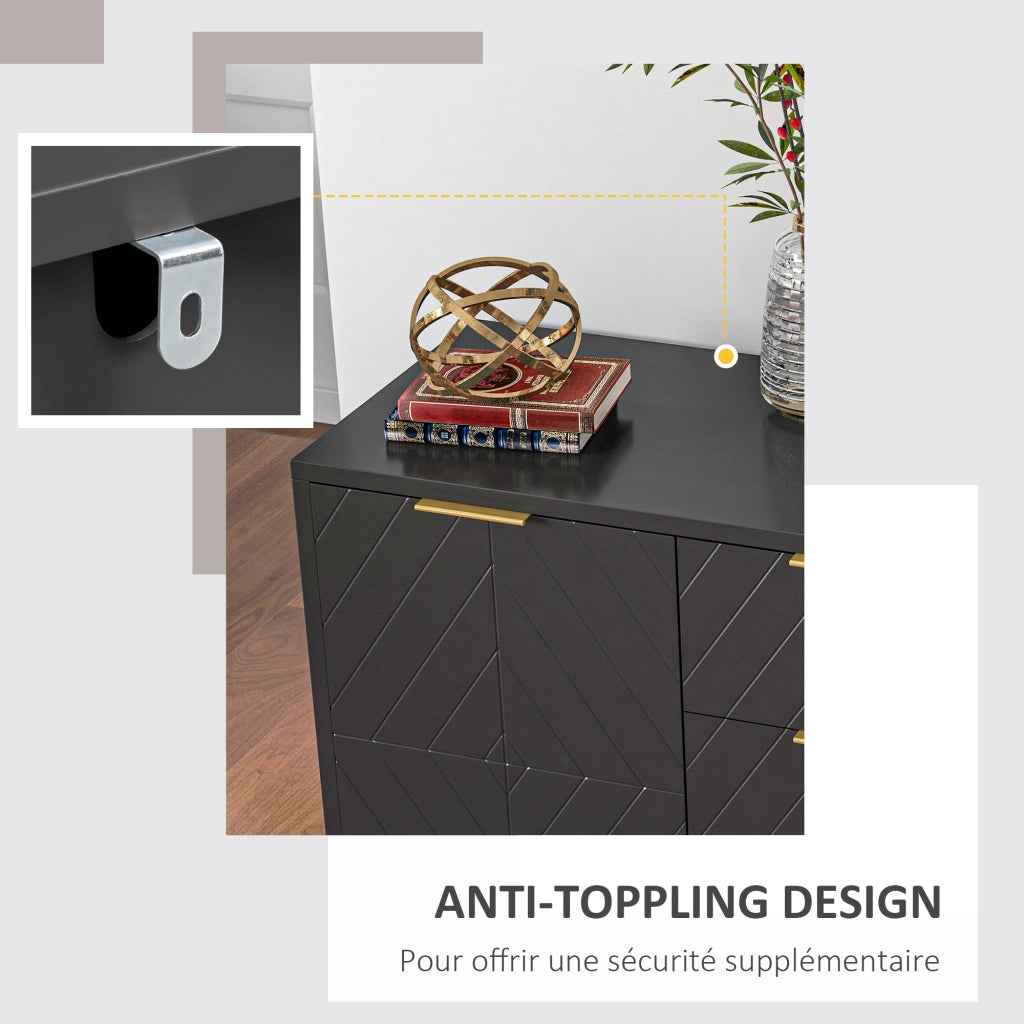 Buffet design moderno ¨C Minimal ¨C nero, legno, metallo dorato