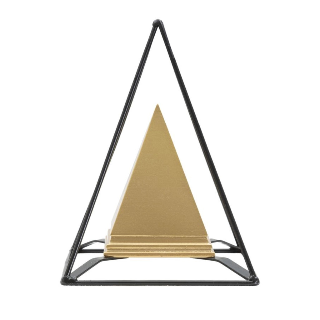 Scultura Piramide 1, Oro, Poliresina, 15x15x19,5 cm