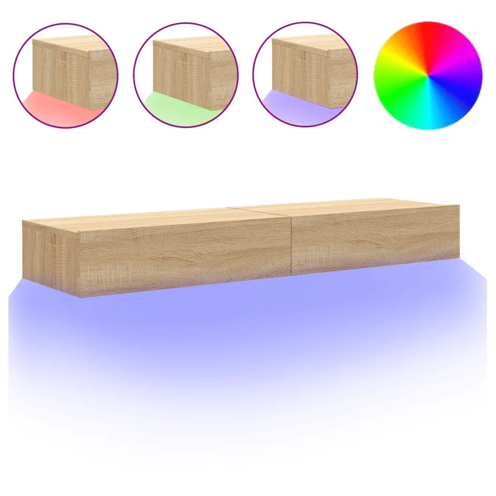 Mobili Porta TV con Luci LED 2pz | Armadietto TV | Mobile Porta TV Rovere Sonoma 60x35x15,5 cm