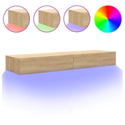 Mobili Porta TV con Luci LED 2pz | Armadietto TV | Mobile Porta TV Rovere Sonoma 60x35x15,5 cm