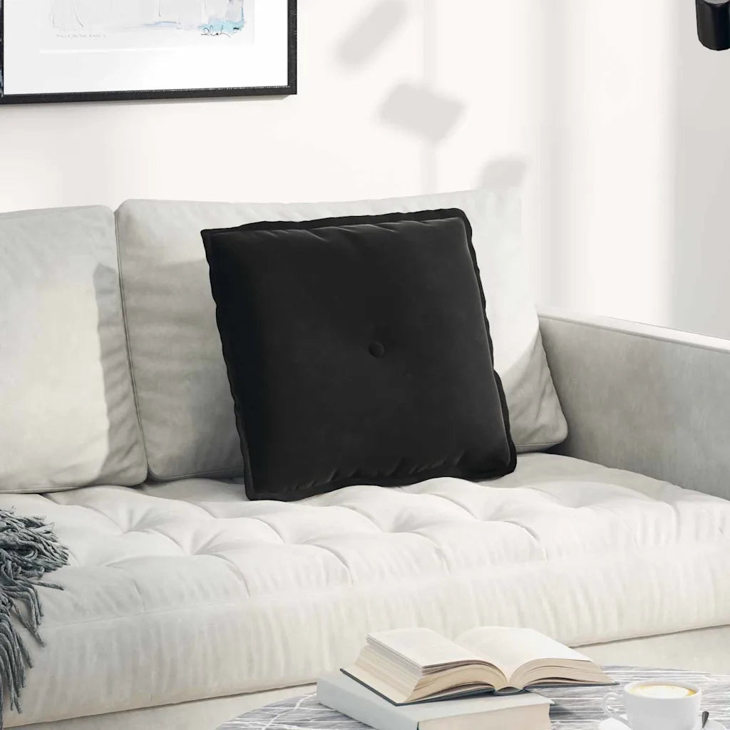 Cuscino per Schiena Nero 50 x 45 cm Tessuto in Cords 42014638
