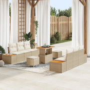Set Divano da Giardino con cuscino 9 pcs Beige e Crema