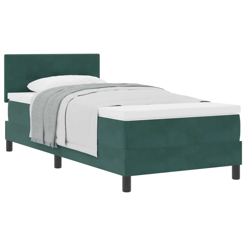 Letto a molle con materasso Verde Scuro 90 x 190 cm Velluto 3339143
