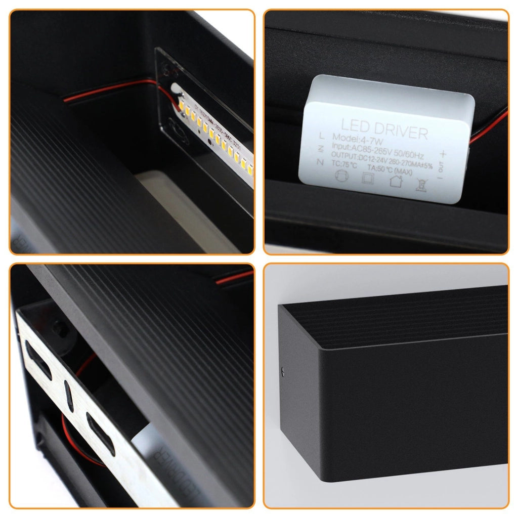 ZMH Applique a LED nera Lampada da parete moderna per esterni e camera da letto
