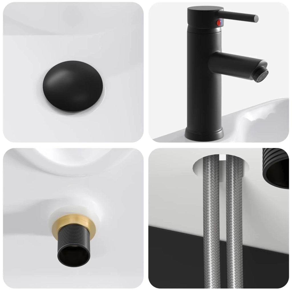 Mobile Lavabo da Parete Nero 39 x 41 x 62,5 cm 890573