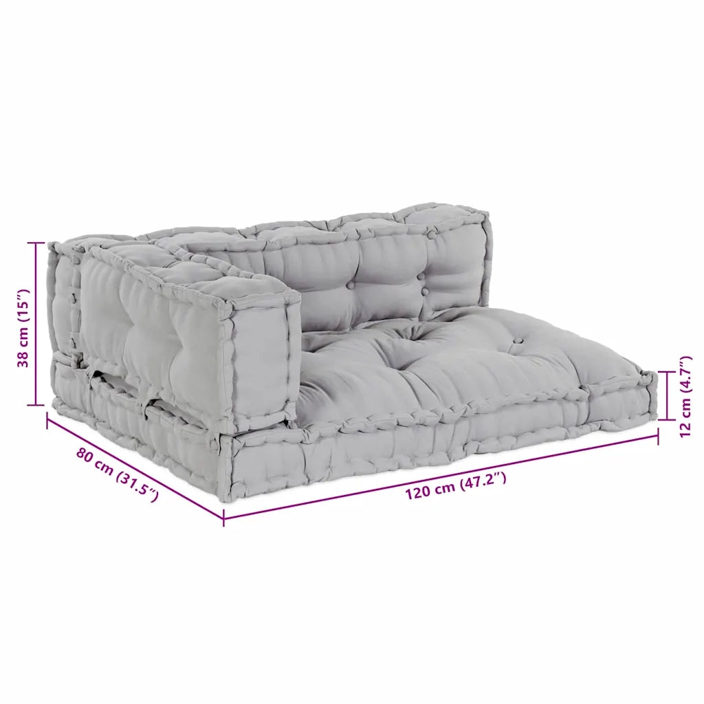 Cuscino per Divano Pallet 3 pcs Grigio 120 x 80 x 38 cm Tessuto 4019098