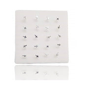 Trade Shop - Set 3 Pezzi Piercing Orecchini Naso 2.5 Mm Croce Crocifisso Argento 925 Sterling -