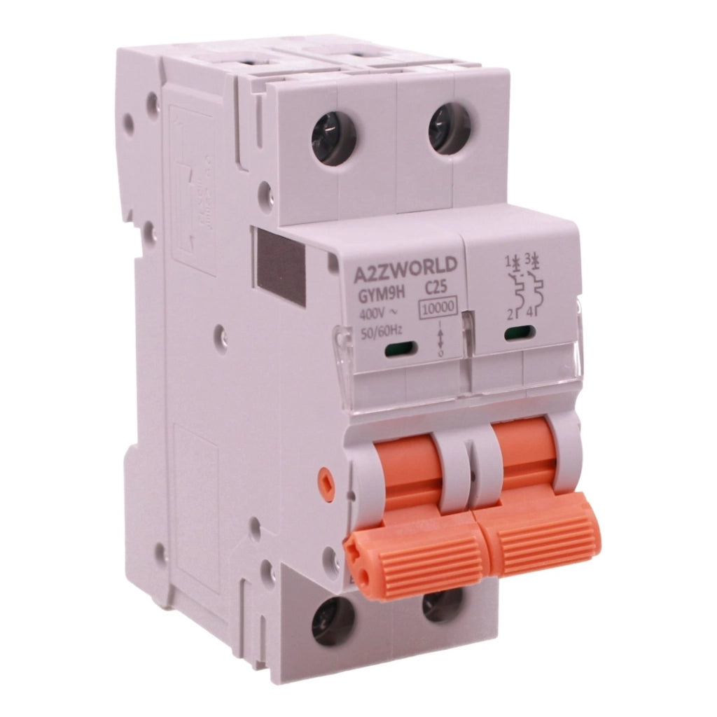 MCB Interruttore Magnetotermico Automatico Curva C 2P 2M 10000A AC 400V IP20 GYM9H, Accoppiabile Con Bobina di Sgancio GA01231 GA01232, Disponibili 25A 32A 40A 63A (C25A)
