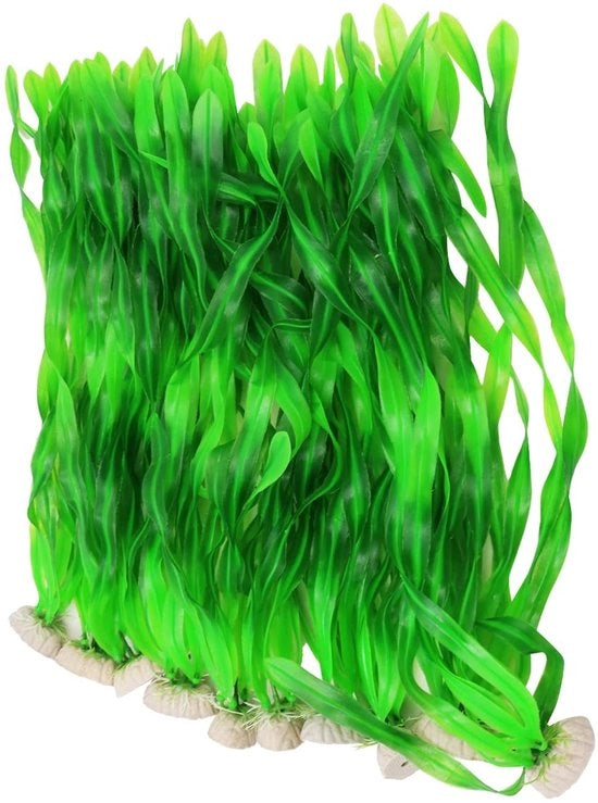 Set di piante per acquario da 10 - Piante in plastica - PVC duraturo - Decorazione per acqua dolce/zalza - Sicura per pesci - 35cm alto - Decorazione per acquario