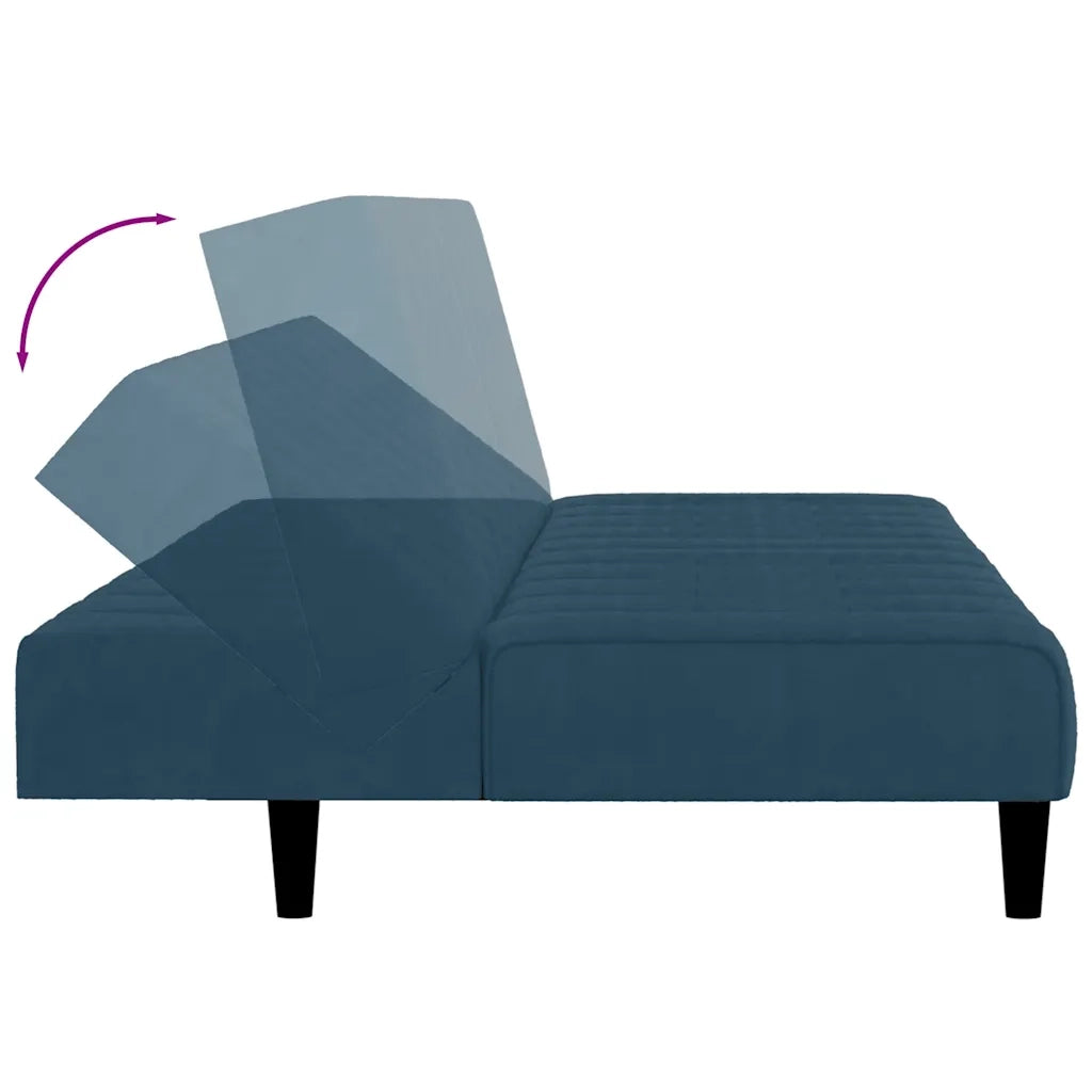 Divano Letto a 2 Posti-Sofa Letto 2 Posti-Daybed Blu in Velluto 204820
