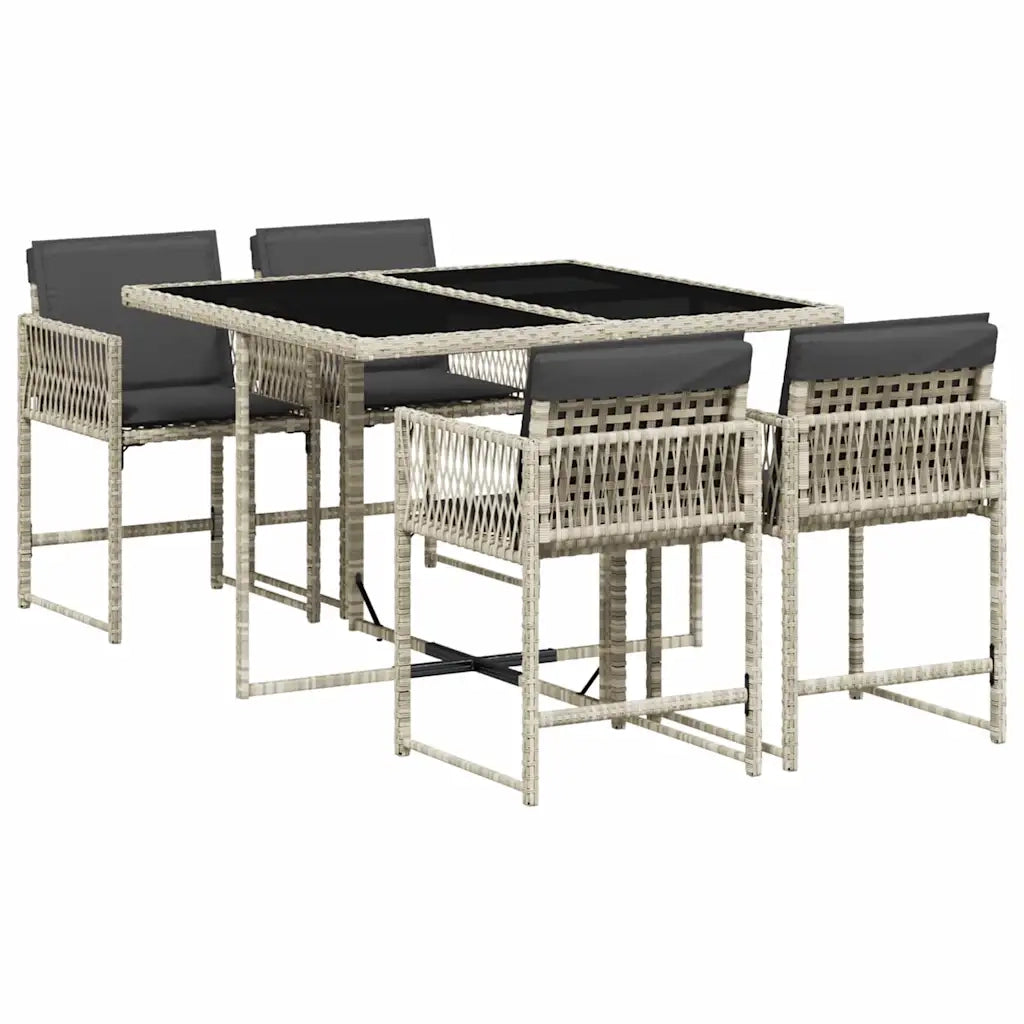 Set Pranzo da Giardino 5pz con Cuscini Grigio Chiaro Polyrattan 3211439