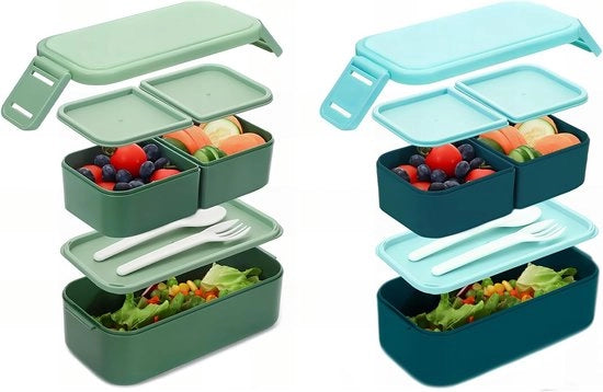 Bentovaschetta per Bambini con Scatole - 1300 ml, Inoffensiva e Sostenibile, 2-in-1 Box da Picnic