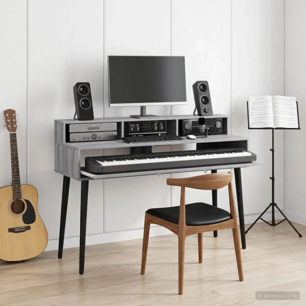 Scrivania studio Sonoma grigio 130 x 42,5 x 36 cm 8006729