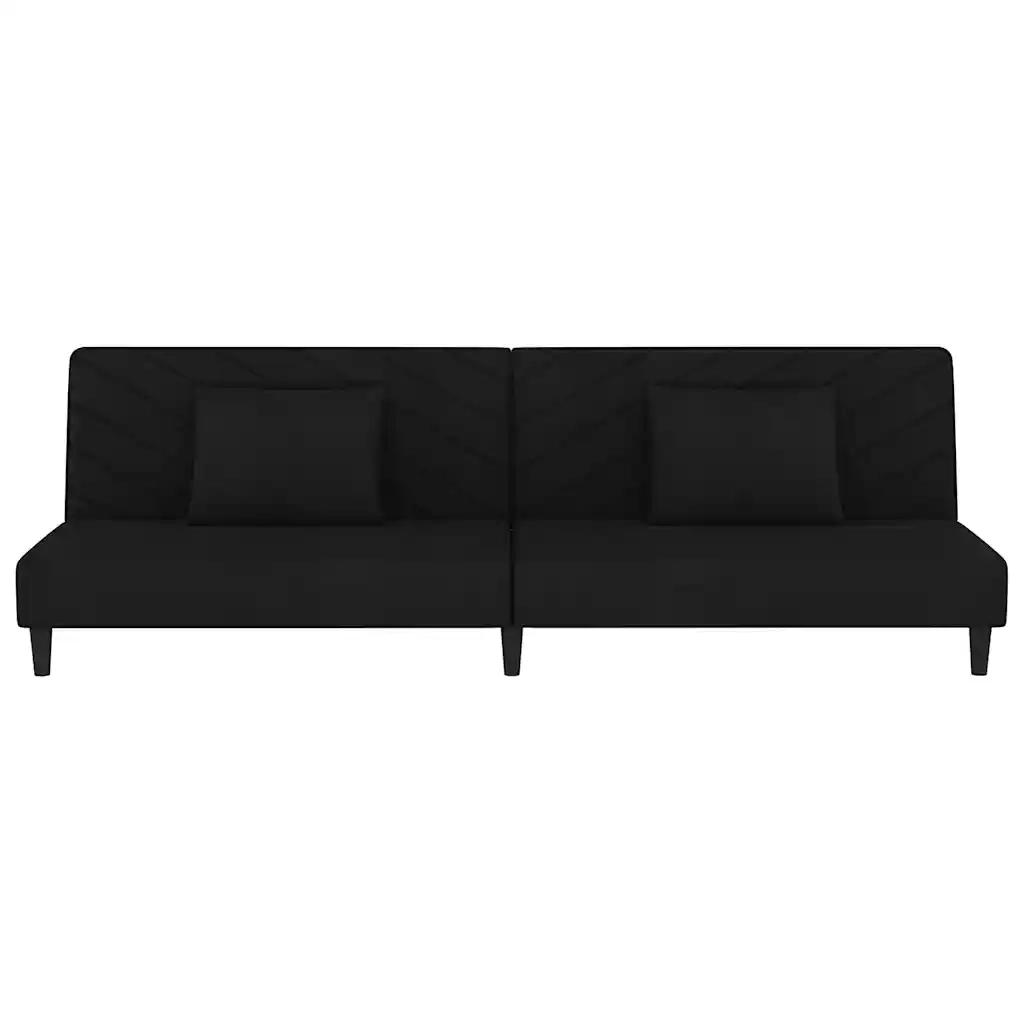 Divano Letto a 2 Posti con 2 Cuscini-Sofa Letto 2 Posti-Daybed Nero in Velluto 311834