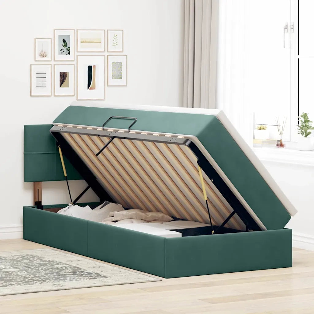 Letto con Contenitore Verde Scuro 100 x 200 cm Velluto