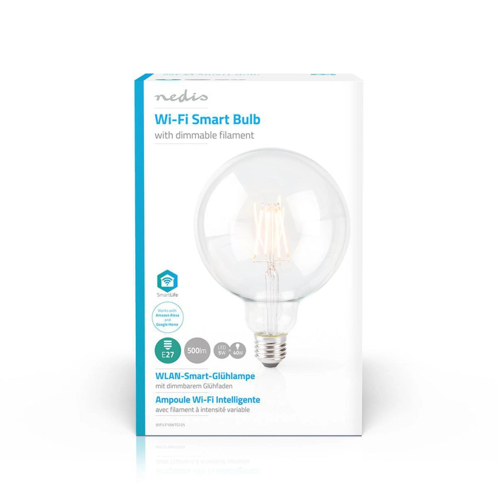 5W 500lm E27 Globe Shaped LED Wi-Fi Connected Filament Bulb Trasparente Nedis