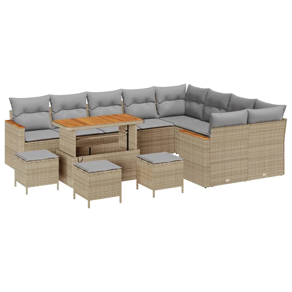 Set Divano da Giardino 13 pcs Beige polyrattan