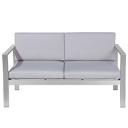 Divano da giardino con struttura in alluminio anodizzato grigio chiaro da esterno a 2 posti con cuscini