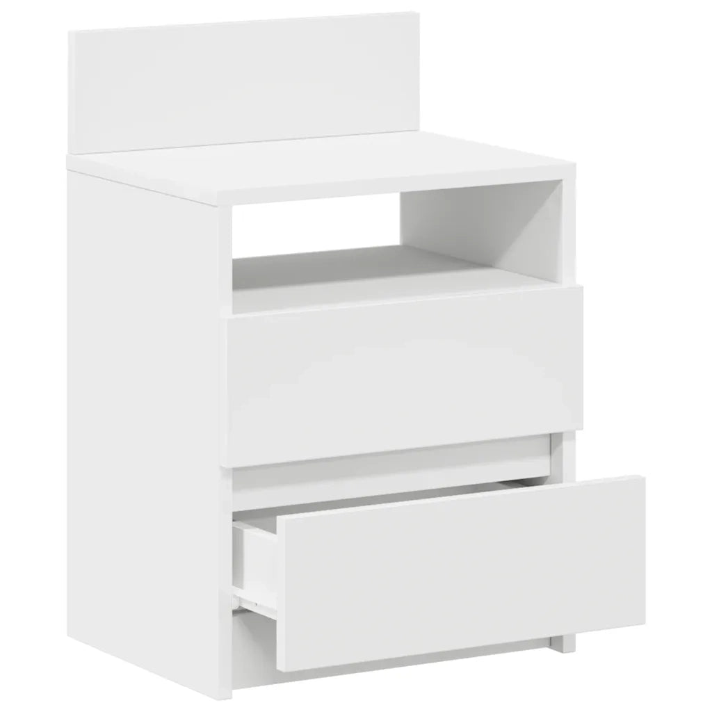 Comodini 2 pz con 2 Cassetti Bianchi 40x33x60 cm 858561