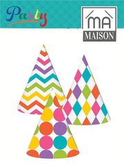 MA MAISON CAPPELLINI DA FESTA DI COMPLEANNO COLORATI A CONO 6PZ ASSORTITO