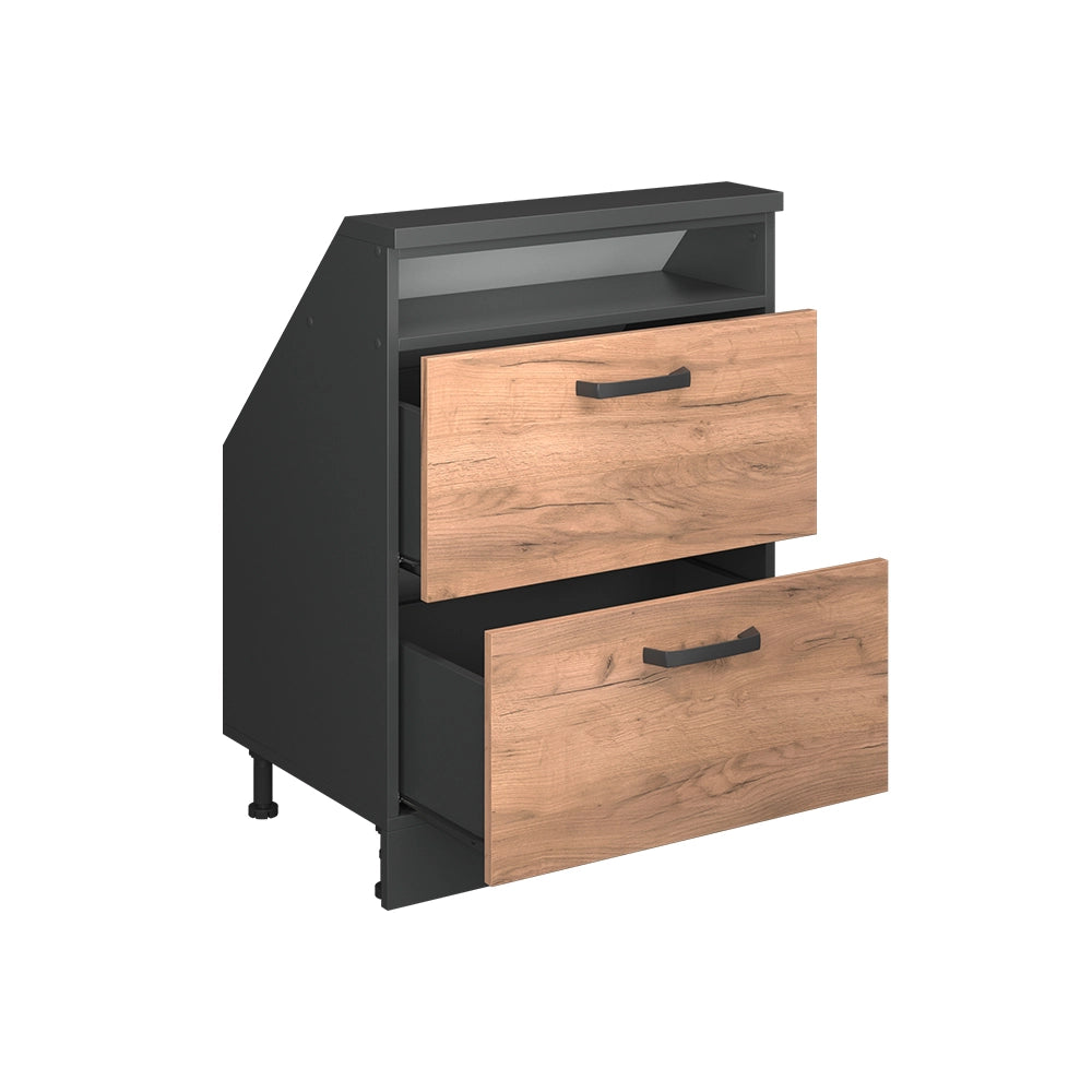 Mobile sottotetto Rion Rovere dorato/Antracite con 2 cassetti Vicco