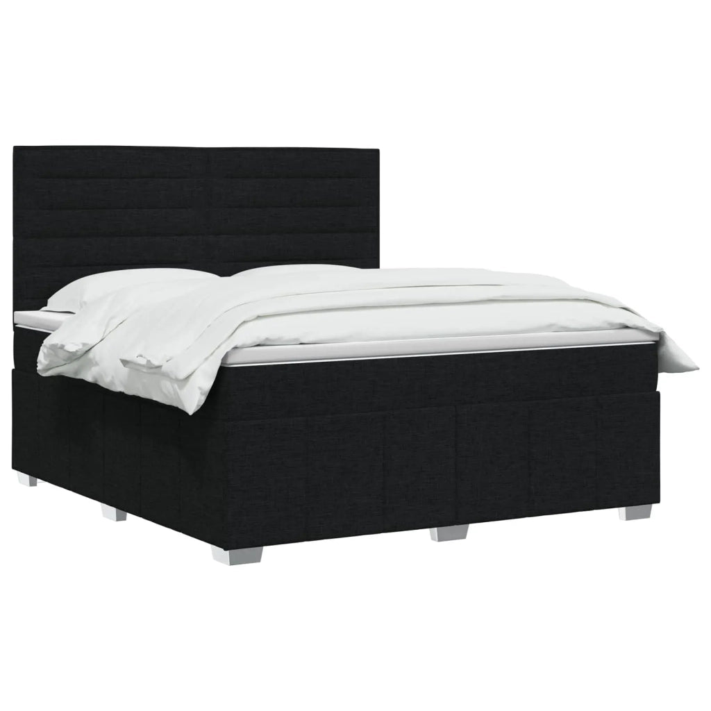 Letto box spring con materasso Nero 180 x 200 cm Tessuto 3454192