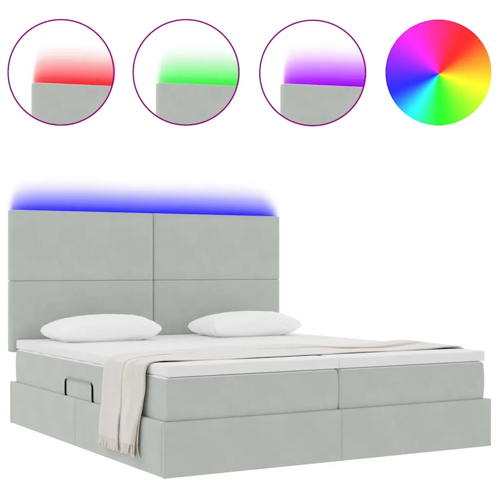 Letto con testiera Grigio chiaro 200 x 200 cm Velluto