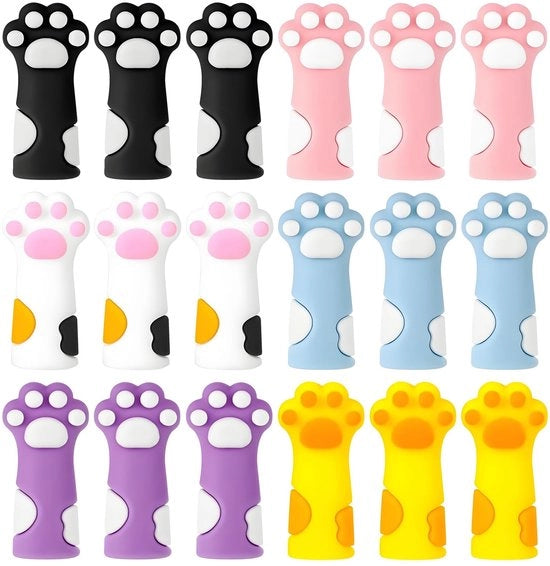 Naaldstoppers in stile di gatto - 18 pezzi - Protezioni per aghi in silicone - Accessori colorati - Leggeri - Pratici e divertenti - Stoppa aghi da ago grande